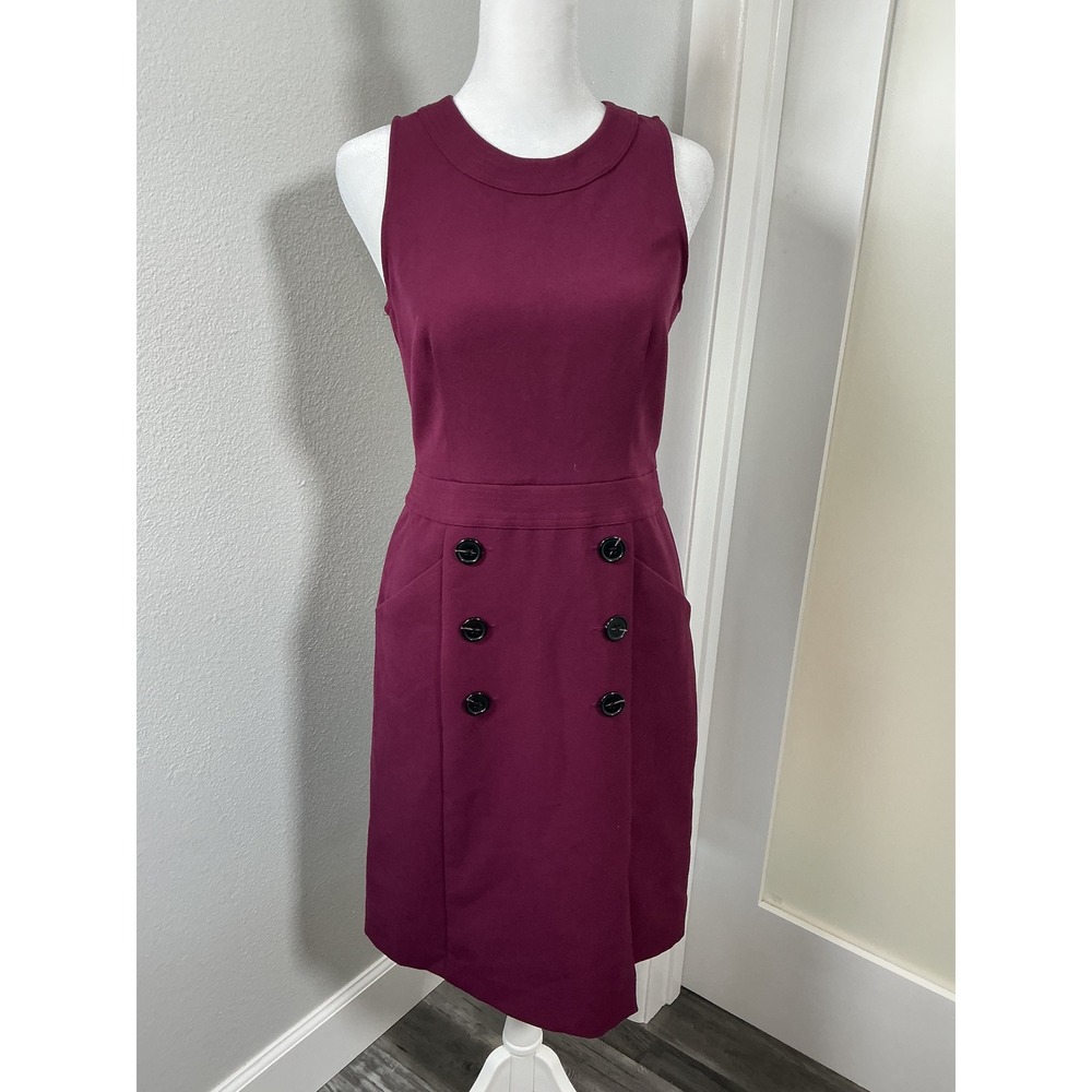 Banana Republic Burgundy Sheath Dress Sleeveless Pockets Size 0